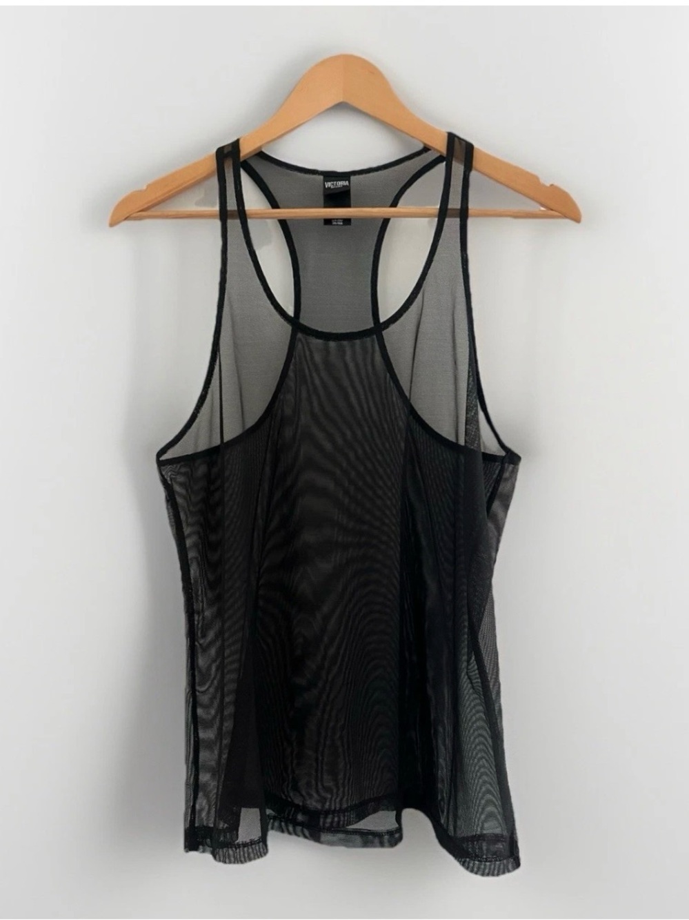 Victoria's Secret Sport Black Sheer Racerback Mesh Tank Small